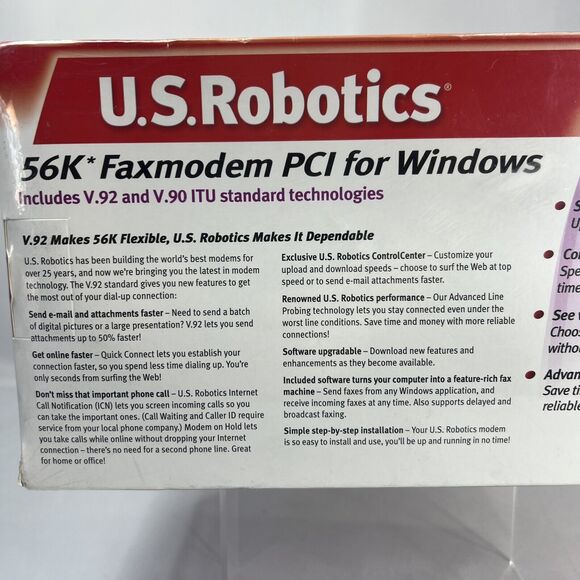 US Robotics 56k Faxmodem PCI For Windows (V.92) Model: USR5699B*NEW SEAL IN BOX! - Picture 4 of 6